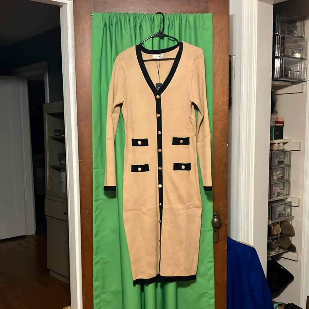 Fashion Nova Tan Long Sweater Dress